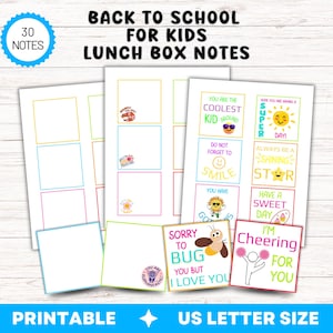 Back to School Lunch Box Notes for Kids, Printable Lunchbox Notes for Boys and Girls, Positive Affirmations for Kids, Encouragement Cards