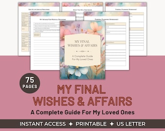 End of Life Planner Printable, Emergency Preparedness List, In Case of Death Workbook, Estate Planning Organizer, Funeral Planning Binder
