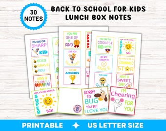 Back to School Lunch Box Notes for Kids, Printable Lunchbox Notes for Boys and Girls, Positive Affirmations for Kids, Encouragement Cards