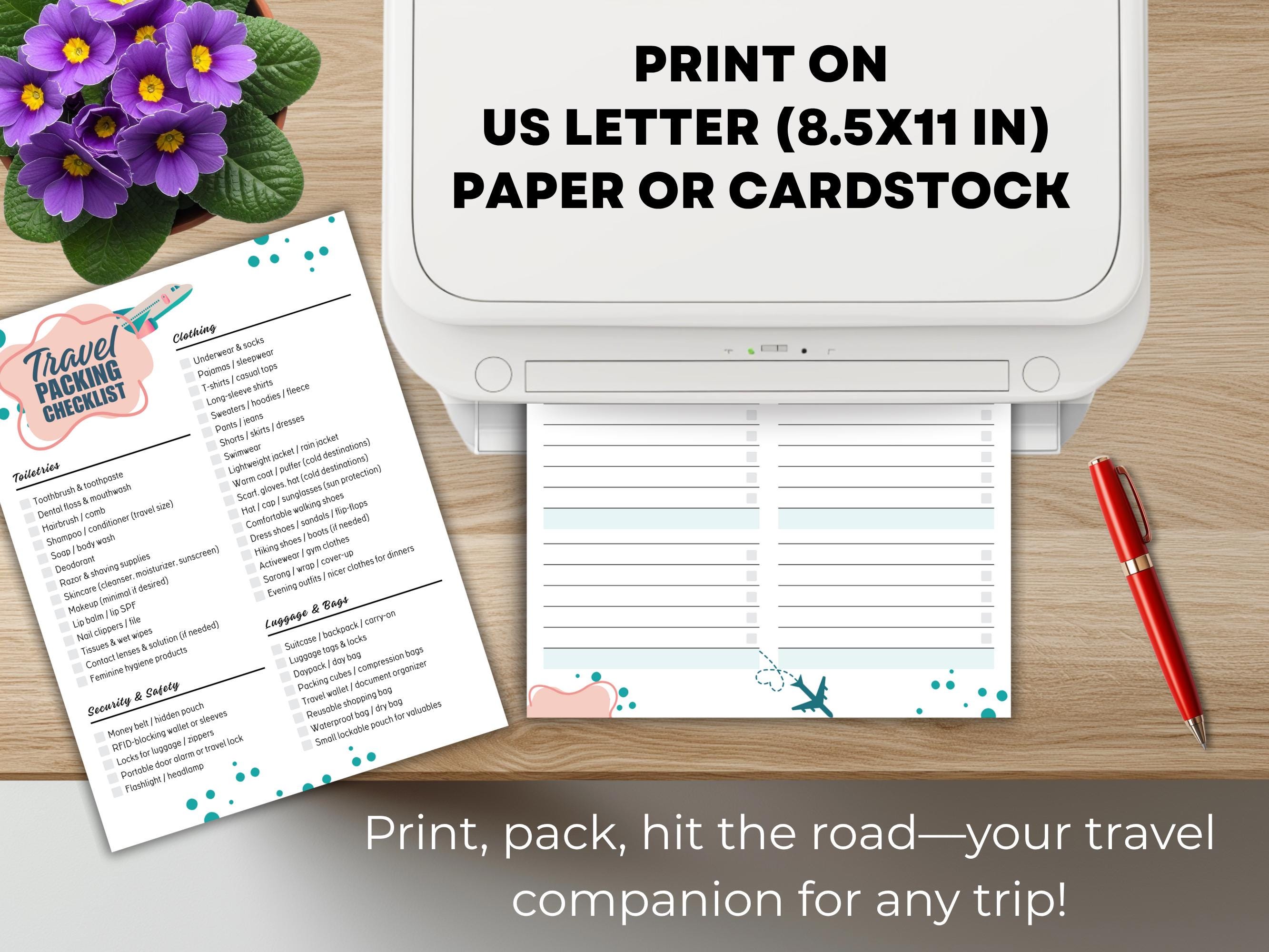 Travel Packing List Printable, Travel Essentials Checklist, Packing ...