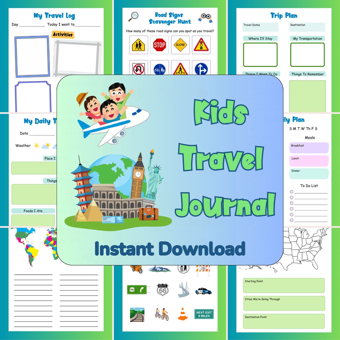 Printable Kids Travel Journal Childrens Travel Diary Kids Adventure ...