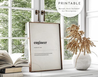 Engineer Definition, PRINTABLE Art, Dictionary Meaning, Housewarming Gift, Home Quote Decor, Digital DOWNLOAD Print Jpg