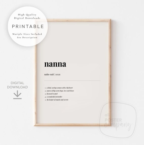 Nanna Definition PRINTABLE Art Dictionary Meaning Etsy
