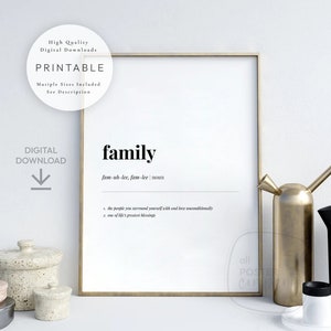 Family Definition, PRINTABLE Art, Dictionary Meaning, Housewarming Gift, Home Quote Decor, Digital DOWNLOAD Print Jpg