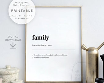Family Definition, PRINTABLE Art, Dictionary Meaning, Housewarming Gift, Home Quote Decor, Digital DOWNLOAD Print Jpg