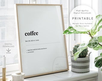 Coffee Definition, PRINTABLE Art, Dictionary Meaning, Housewarming Gift, Home Quote Decor, Digital DOWNLOAD Print Jpg