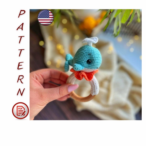 Crochet Pattern rattle whale, Pattern, PDF< English, Amigurumi, baby shower, Stuffed toy