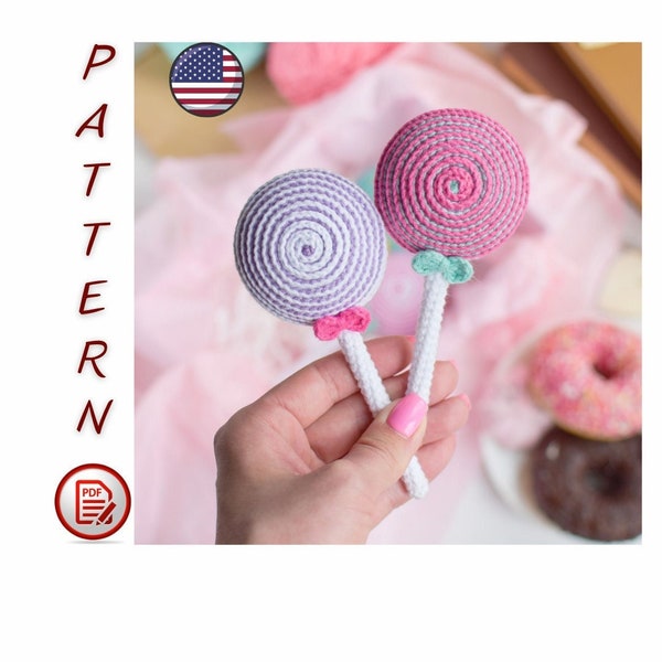 Crochet PATTERN PDF Amigurumi Rattle Lollipop / Easy to follow crochet toy pattern for baby