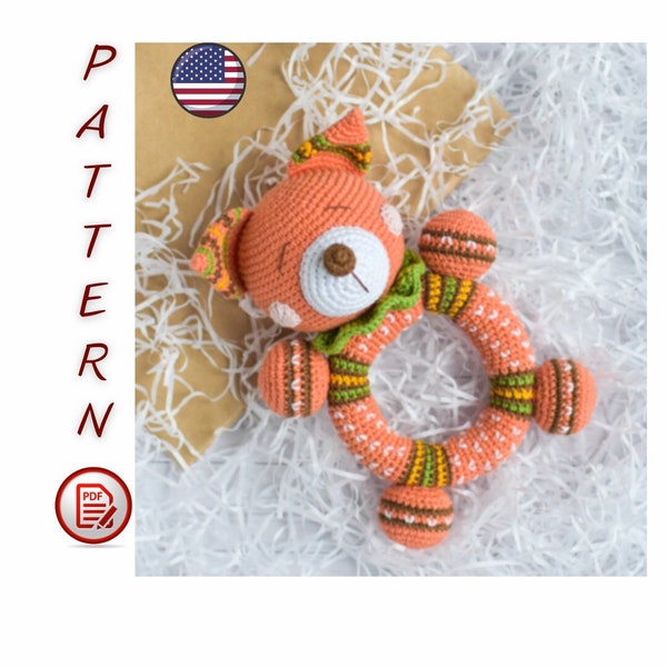 Crochet PATTERN baby rattle crochet Fox / crochet rattle for baby