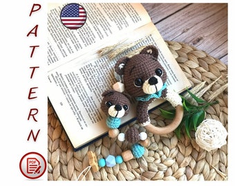 Crochet Pattern rattle bear, Pattern, PDF< English, Amigurumi, baby shower, Stuffed toy