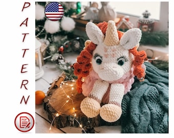 Crochet Pattern PAJAMAS unicorn, Pacifier clip/necklace, Pattern, Amigurumi lion, Crochet toy for sleep, Amigurumi, baby shower, Stuffed toy
