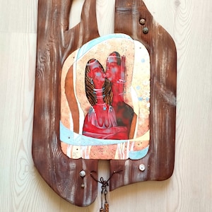 PAINTING Hot Enamel Artistic Creation, AFRICAN Ethno Style wall Panel, Creativity's Unique ARTWORK, Gift for Interior, Art Metal Wall Panel