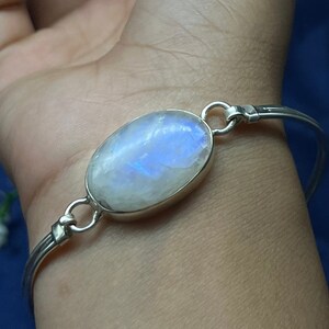Handmade 925 Sterling Silver Moonstone Cuff Bracelet