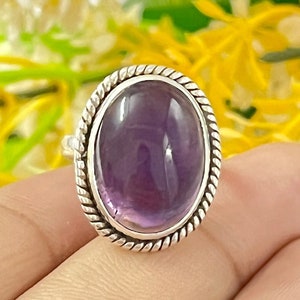 Natural Amethyst Ring, Amethyst Silver Ring, Oval Gemstone Ring, Statement Ring For Woman, February Birthstone Ring, Valentine&#39;s day Gift