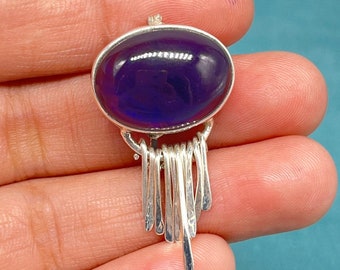 Amethyst Silber Brosche Pin, 925 Silber Broschen, Vintage Silber Brosche, Amethyst Edelstein Silber Broschen Für Herren / Damen Schal Pin Brosche