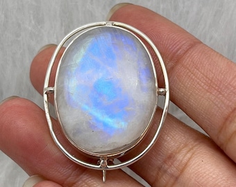 Moonstone Silver Brooch, 925 Sterling Silver Brooch, Handmade Silver Moonstone Brooches, Brooches For Women/Men, Wedding Moonstone Brooch