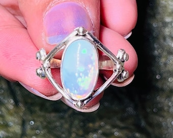 Solid 925 Sterling Silver Marquise Cut Opal Ring- Sparkling Opal Ring For Christmas & Valentines Gifts- Perfect Proposal Ring- Birthday Gift