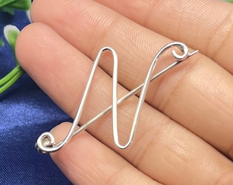 Custom Initial Brooch, 925 Sterling Silver Personalized Letter Pin
