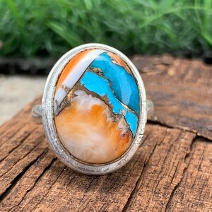 Natural Copper Turquoise Rings, 925 Sterling Silver Ring, Handmade Oval Copper Turquoise Ring, Gift For Her, Fidget Ring, Promise Ring, Gift
