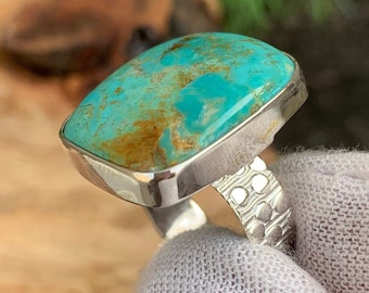 Fantastic Mohave Turquoise, 925 Silver Ring,  Handmade Rectangle Turquoise Ring, Gift For Her, Natural Turquoise, Gemstone Jewelry