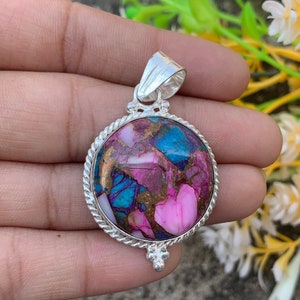 Natural Turquoise Silver Pendant, 925 Sterling Silver Pendant, Turquoise Gemstone Silver Pendant For Women&#39;s, Anniversary Gifts