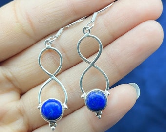 Handmade Lapis Lazuli Sterling Silver Dangle Earrings