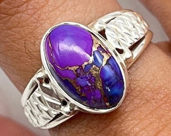 Handmade Purple Turquoise Ring, 925 Sterling Silver, Bridesmaid Gift