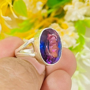 Alexandrite Gemstone 925 Sterling Silver Ring, Alexandrite Ring For Woman, Alexandrite Jewelry For Her, Alexandrite Statement Ring For Wife
