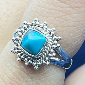 Natural Mohave Turquoise Sterling Silver Ring, 925 Sterling Silver, Handmade Turquoise Silver Ring, Silver Statement Ring For Wedding Gifts