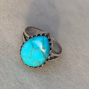 Mohave Türkis Edelstein Massiv 925 Sterling Silber Designer Handgemachte Ring, Schöne Silberring, Türkis Ringe,Stein Ringe
