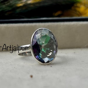 Mystic Topaz Ring, Mystic Topaz 925 Sterling Silver Ring, Mystic Topaz Gemstone Ring, Handmade Mystic Topaz Jewelry,  Gift For Her, Rings
