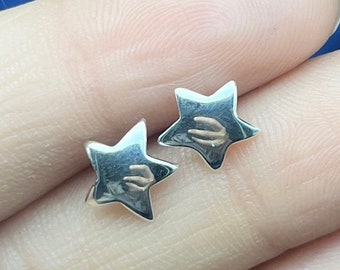 925 Sterling Silver Tiny Star Earrings, Silver Stud Earring, Small Star Post Earring, Modern Stud Earring, Silver Star, Simple Silver Stud,