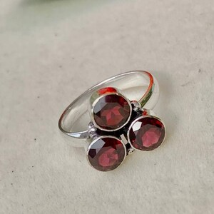 Natural Garnet Silver Ring, 925 Sterling Silver Ring, Garnet Gemstone Silver Statement Ring, Gift For Her