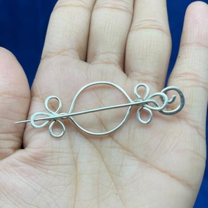 Celtic Silver Hair Pin Brooch, 925 Sterling Silver Shawl Pin Brooch, Celtic Scarf Pin Brooches, Silver Pin Clip, Boho Scarf Pin Brooches