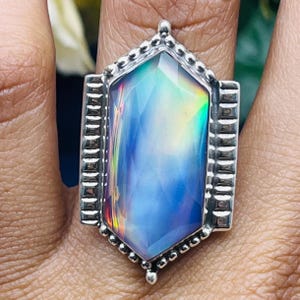 Amazing Aurora Opal Ring 925 Sterling Silver Ring Handmade Jewelry, Promise Ring Aurora Opal Ring Women Ring Gemstone Ring Gift For Her