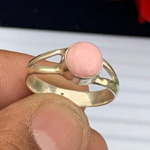 Round Shape Pink Opal Ring, 925 Sterling Silver Ring, Handmade Ring , Party Wear Ring, Birthday Ring, Natural opal Rings, Opal Rings