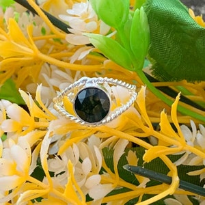 Anillos de plata con ágata musgosa, anillos de plata, hermosos anillos de forma redonda, anillos de plata delicados, anillo boho, anillos con piedra, joyas de plata