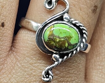 Grün Türkis Sterling Silber Ring - Handgemachter Edelstein Schmuck