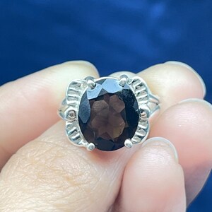 Quartz Silver Ring, 925 Sterling Silver Ring, Smoky Quartz Gemstone Silver Ring For Women, Handmade Statement Ring, Smoky Gemstone Ring