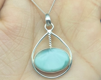 Natural Hemimorphite Silver Pendant, 925 Sterling Silver Pendant, Hemimorphite Gemstone Silver Pendant For Women's, Handmade Pendants