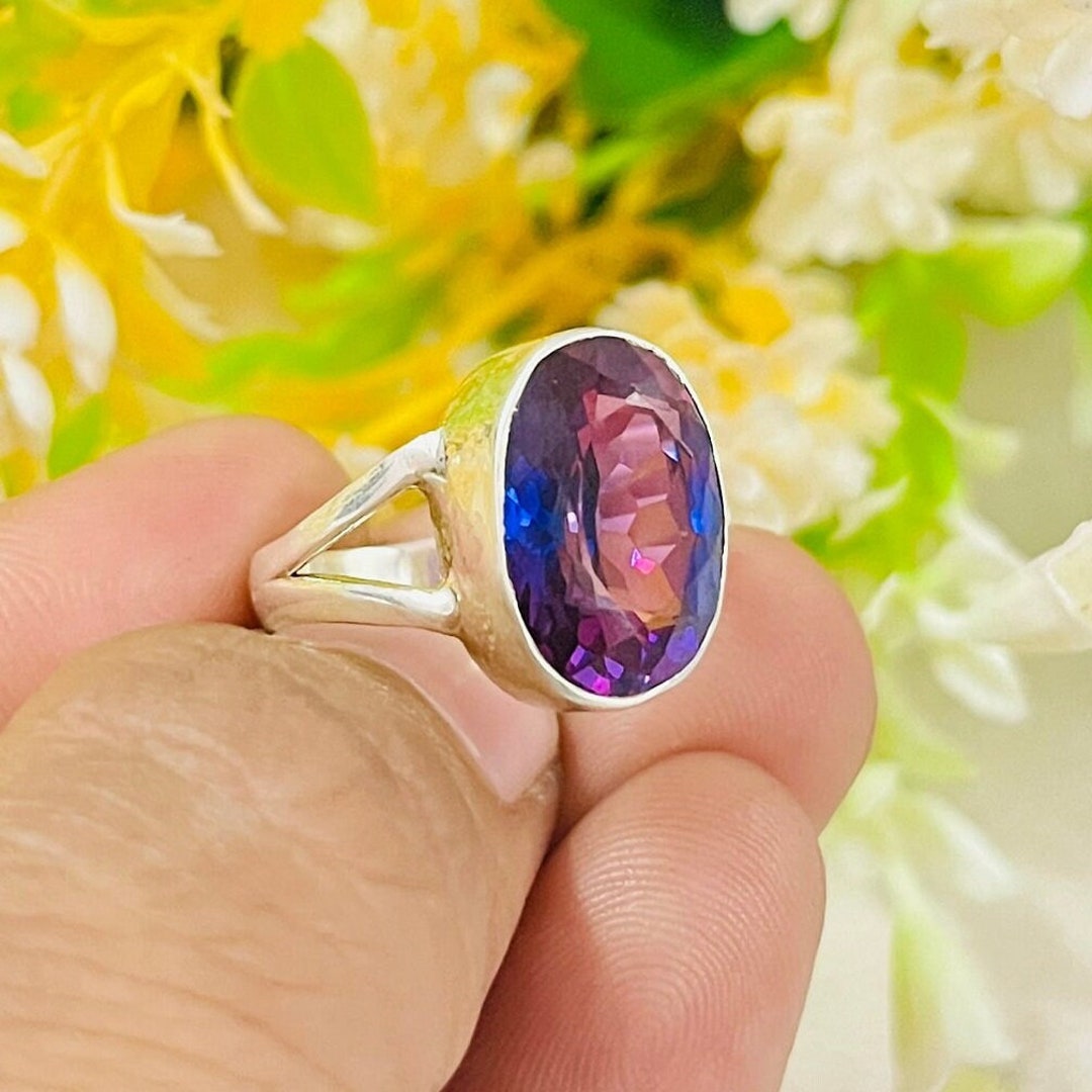 Alexandrite Gemstone 925 Sterling Silver Ring, Alexandrite Ring for