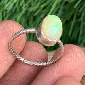 Ethiopian Opal Ring, Silver Opal Ring, 925 Silver Ring, Opal Jewelry, Boho Ring, African Opal Ring, Dainty Ring, Valentine, Oval Silver Ring