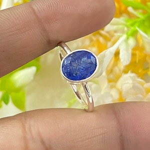 Natural Tanzanite Gemstone Sterling Silver Ring, Tanzanite Statement Jewelry, Tanzanite Ring For Her, Anniversary Gift, Statement Ring