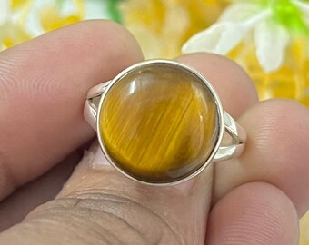 Handmade Tiger Eye Gemstone Sterling Silver Ring