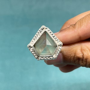 Lemon Quartz Pyramid Ring, Natural Lemon Quartz Pyramid Gemstone Ring, Pyramid Gemstone Ring, Lemon Quartz Silver Ring,