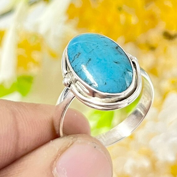 Handmade Arizona Turquoise Sterling Silver Ring, Bezel Setting - Etsy