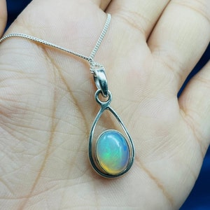 Natural Ethiopian Opal Silver Pendant Opal Gemstone Silver Pendant Handmade Silver Statement Opal Pendant Necklace For Women&#39;s Gift Ideas