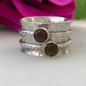 Awesome Round Shape Citrine Ring, 925 Sterling Silver Ring,  Band Ring, Handmade Ring, Party Wear Ring, Spinner Ring