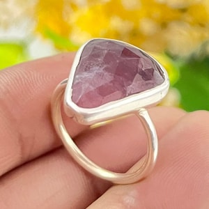 Ruby Sapphire Gemstone Silver Ring, Dainty Sapphire jewelry, 925 Sterling Silver Ring, Handmade Jewelry For Women, Valentine Day Gift