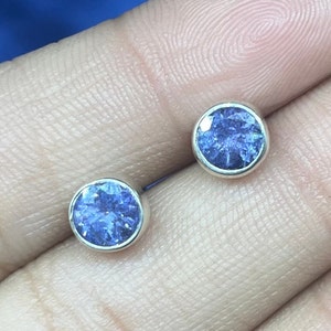 Genuine Iolite Stud Earrings, Blue Iolite Gemstone Studs Earrings, Dainty Iolite Silver Studs Earrings, Minimalist Silver Studs For Women